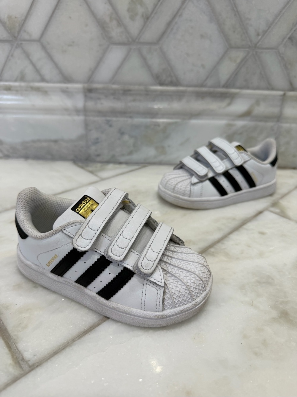 Size 8 Toddler Adidas Superstar Ortholite Velcro Strap Sneakers